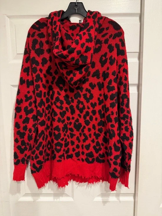 R13 Red and Black Leopard Crewneck Sweater - Picture 2 of 3